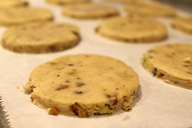 Cardamom Pistachio Cookie Dough Cut