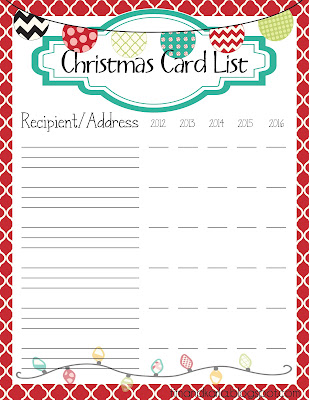 ...The Fast Lane! ♥: {Freebie} Christmas Card List Printable