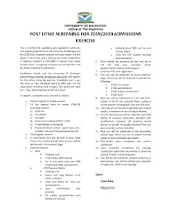 Post-UTME Alert !  • 2019/2020 Academic Session   • UNIVERSITY OF MAIDUGURI