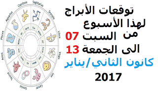 توقعات الأبراج لهذا الأسبوع من السبت 07 الى الجمعة 13 كانون الثاني/يناير 2017 