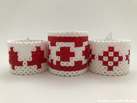 Scandi inspired Hama bead battery tea light holders