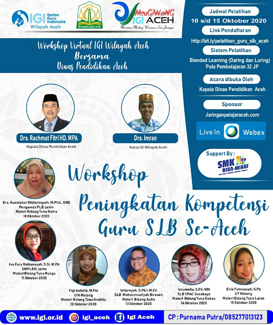 Pandemi Covid-19, IGI Terus Dongkrak Virtual Learning. Kali ini Workshop Tingkat Nasional Bersama Guru SLB Se-Aceh