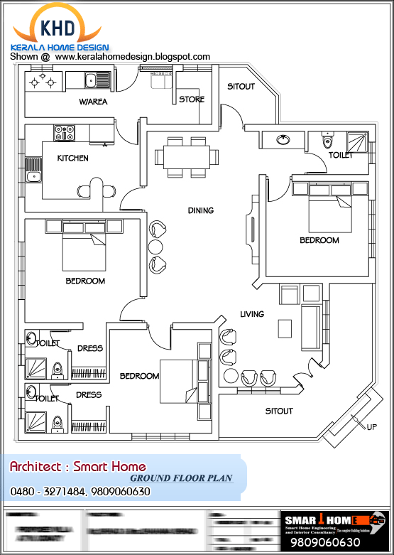  Single  Floor  House  Plan  and Elevation  1680 Sq ft 