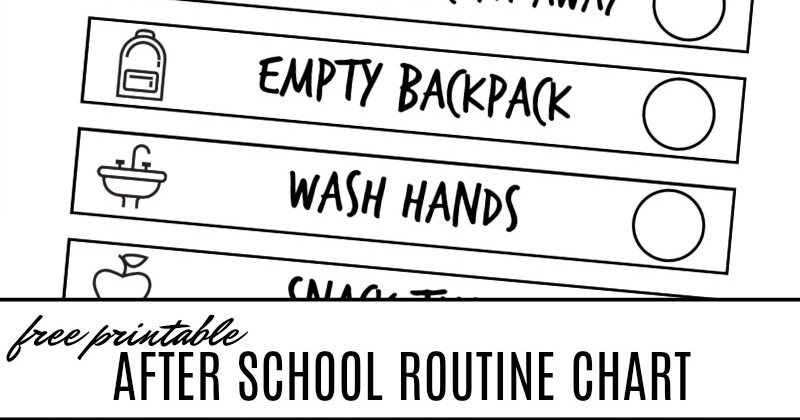 Free Printable After School Visual Routine Chart for Kids