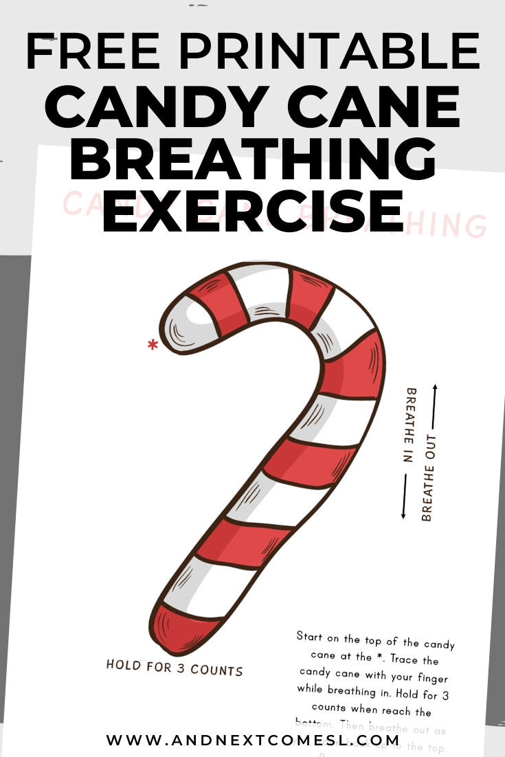 Candy cane deep breathing exercise for kids with free printable mindfulness poster