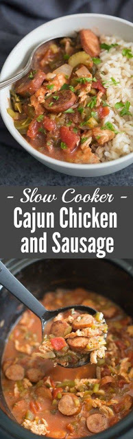 SLOW COOKER CAJUN CHICKEN AND SAUSAGE