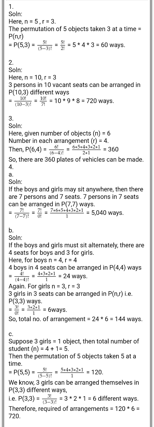 Permutation & Combination - Exercise 1.2 : Class 12 Math