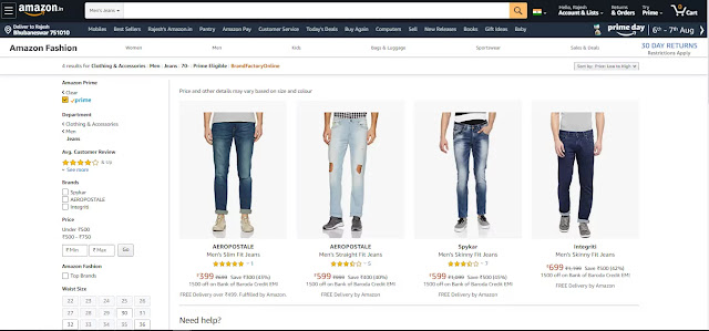 Men's jeans from Rs 399₹ On Amazon