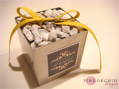  like the perfect ring box for a modern gray and yellow themed wedding