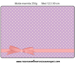 Lila con Lunares Blancos y Lazo Rojo: Etiquetas para Candy Bar de Primera Comunión para Imprimir Gratis. 
