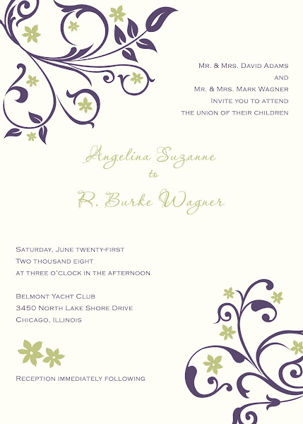 Flourish Blossom Wedding Invitation This design has a sage green and deep 