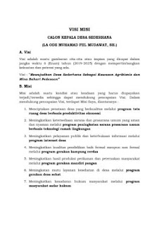  ialah salah satu persyaratan yang wajib dipenuhi oleh seorang calon Kepala Desa  Contoh Visi Misi Calon Kepala Desa