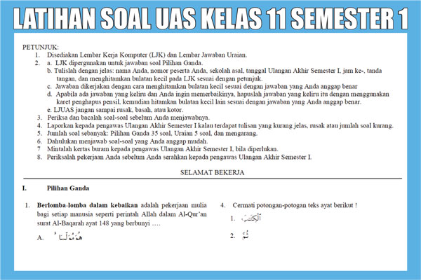 Latihan Soal UAS Kelas 11 SMA Semester 1 (ganjil) Lengkap - Blog Kelas