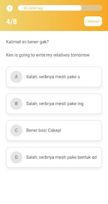 Salah satu contoh soal bahasa inggris di ZenCore yang membutuhkan kemampuan grammar.