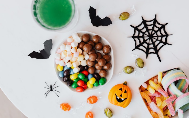Halloween candy on a desk