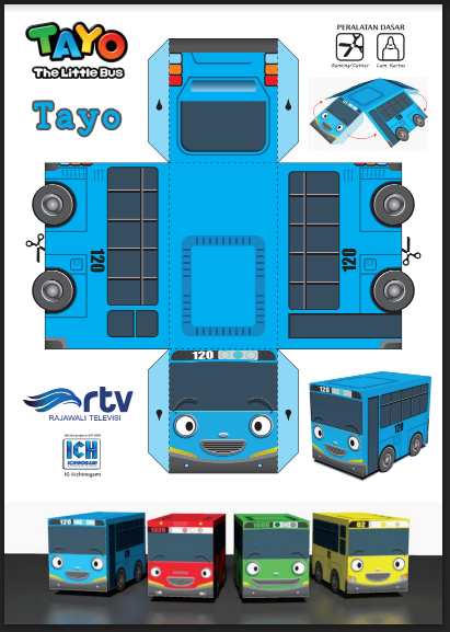 Download Papercraft Kreatif Pola Tayo The Litte Bus 