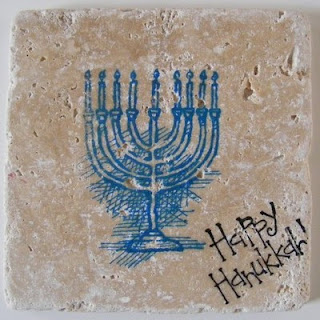 HANUKKAH MENORAH TILE COASTERS