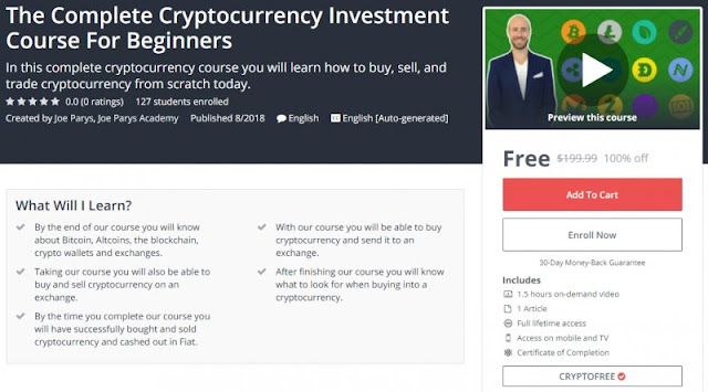 [100% Off] The Complete Cryptocurrency Investment Course For Beginners| Worth 199,99$ 