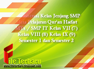 Administrasi Kelas Jenjang SMP Mata Pelajaran Qur'an Hadist MTs / SMP IT Kelas VII (7) Kelas VIII (8) Kelas IX (9) Semester 1 dan Semester 2