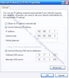 Gambar Setting IP untuk Sharing Koneksi