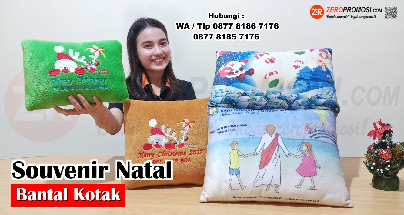 Souvenir Hari Natal Custom Bantal Christmas Kotak