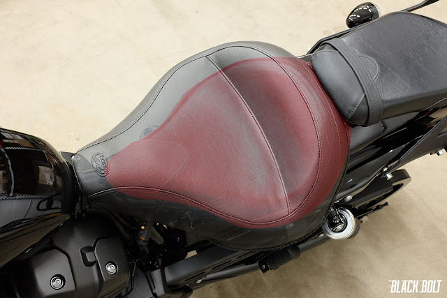 Mustang solo seat and Yamaha Bolt OEM  seat size comparison