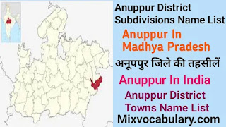 Anuppur subdivisions list