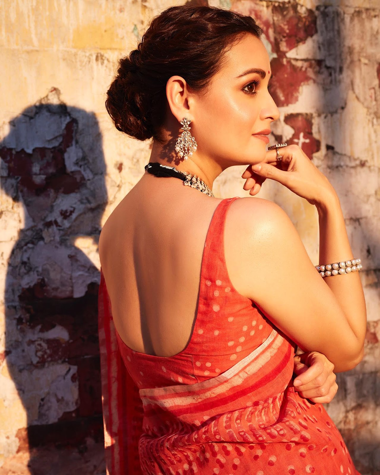 Dia Mirza backless saree hot bollywood actress