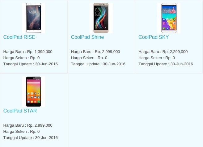 Daftar Harga Hp Terbaru CoolPad Juli 2016