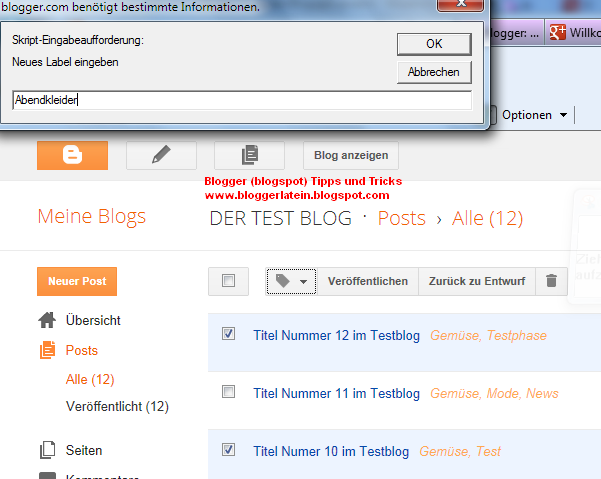 Labels Kategorie ändern Blogger Blogspot