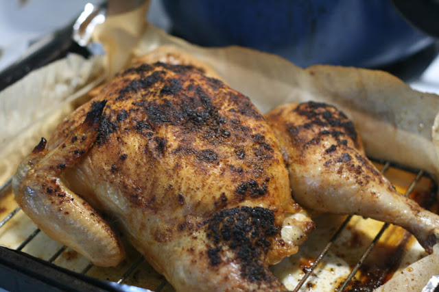 Crispy Skin Chicken on a grill 