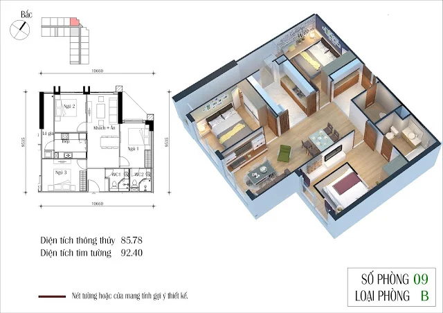 Thiết kế căn 09 tòa CT2 Eco Green City