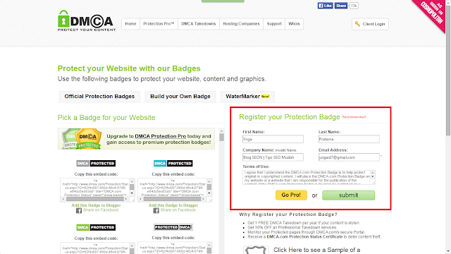 Cara Memasang Widget DMCA Protection di Blog SEON