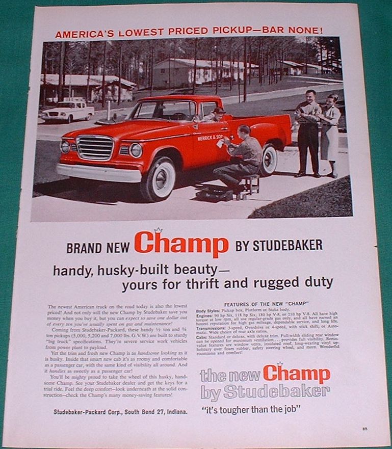 Studebaker Champ Ad Measures 14 x 10 1 2 Our Grading System
