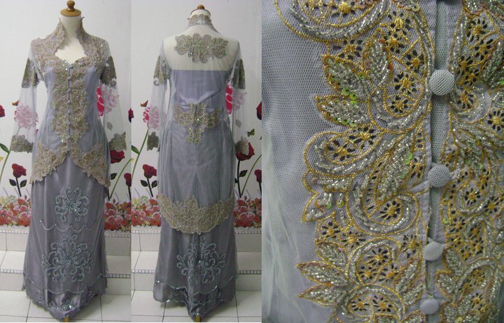  BAJU PENGANTIN KEBAYA SULAM WEDDING DRESS KEBAYA GREY 