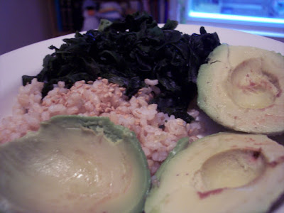 brown rice with seaweed, avocado, sesame seeds