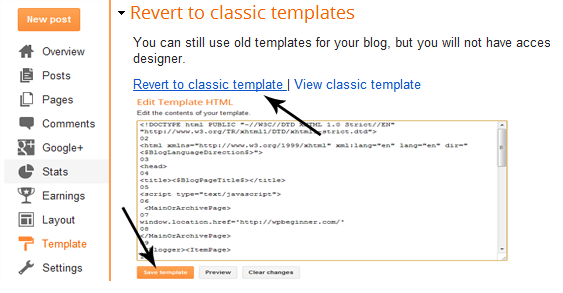 revert to classic templates
