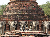 Sculpture Elephants temple Sukhothai