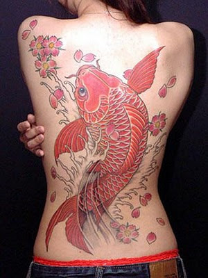 You can showcase a red koi fish blowing multicolored bubbles to represent 