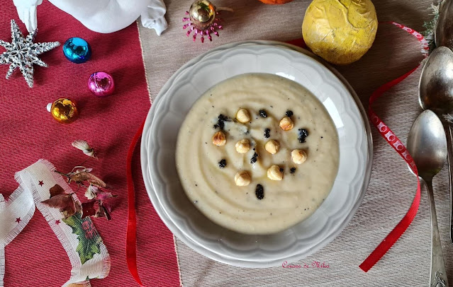 Sopa de apio nabo, avellanas y crema de trufa