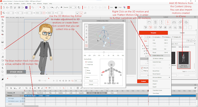 Animating G2 characters with the 3D motion key editor.