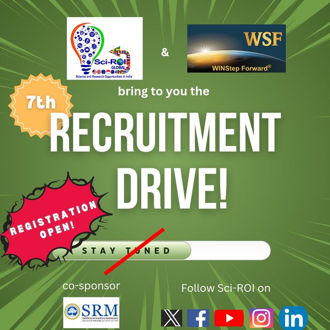 Sci-ROI’s 7th Virtual Recruitment Drive are open now! 