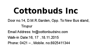 cotton buds inc new bus stand