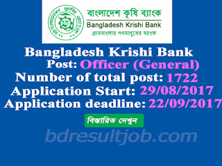 Bangladesh Krishi Bank(BKB) Officer (General) Job Circular 2017