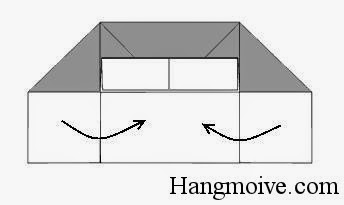 Bước 9: Gấp 2 cạnh 2 bên vào sao cho chúng vuông góc với cạnh còn lại