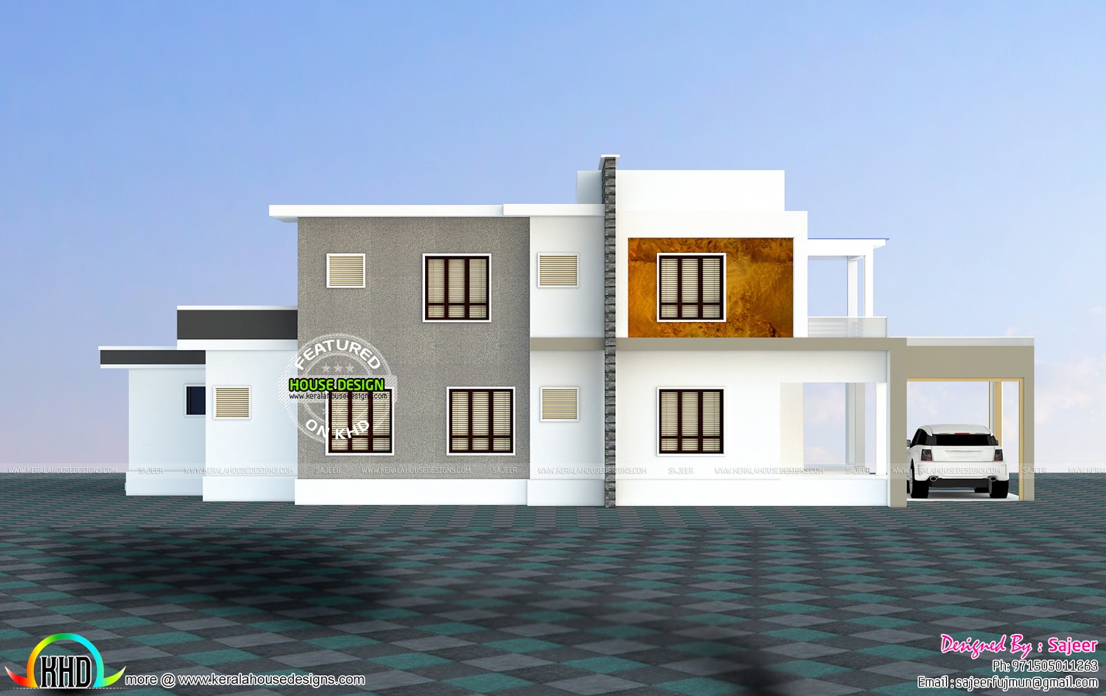 2300 sq  ft  house  all side views Kerala  home design and 