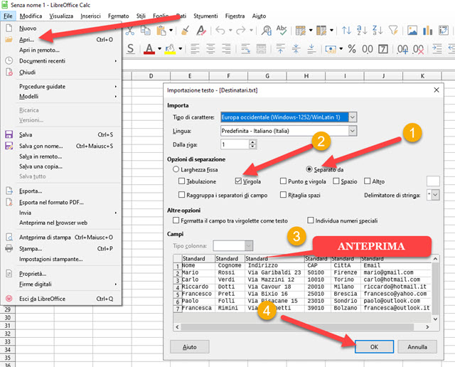 conversione-testo-csv