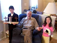 Chandler, Grandpa Jeff & Madison - Easter, 2001