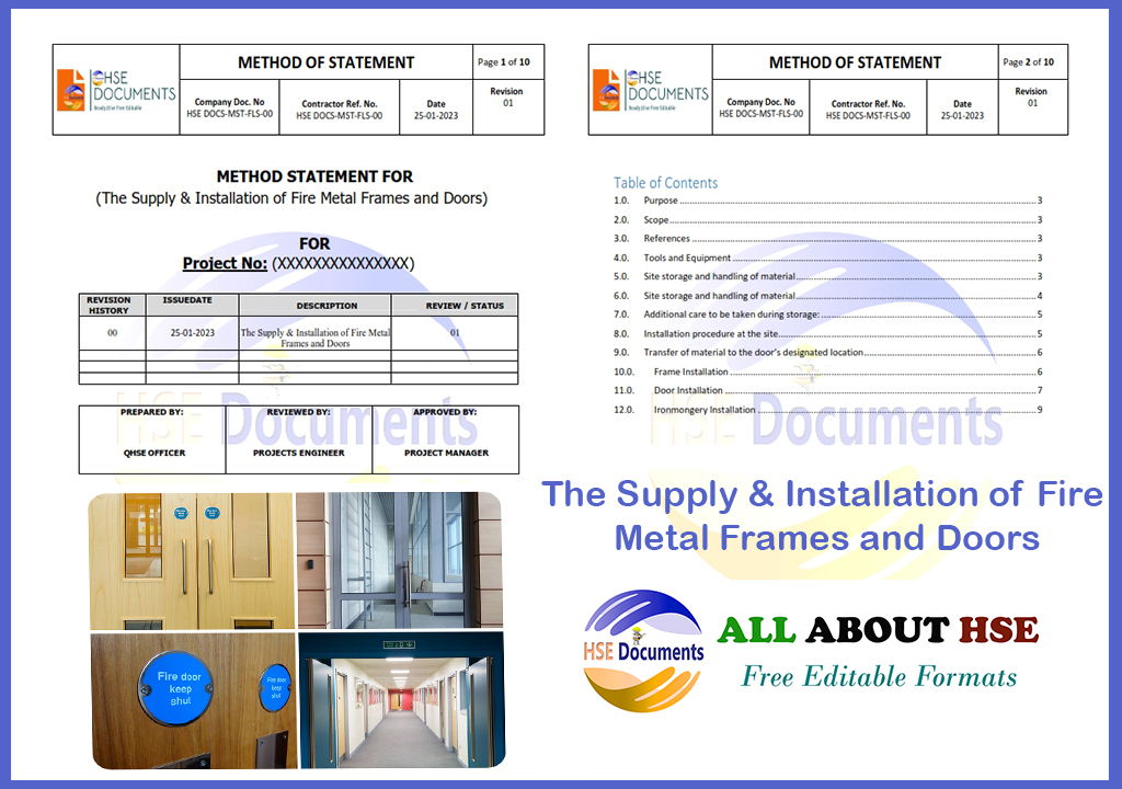 METHOD STATEMENT FOR SUPPLY & INSTALLATION OF FIRE METAL FRAMES AND DOORS