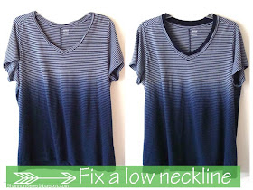 fix a low neckline v-neck t-shirt tutorial